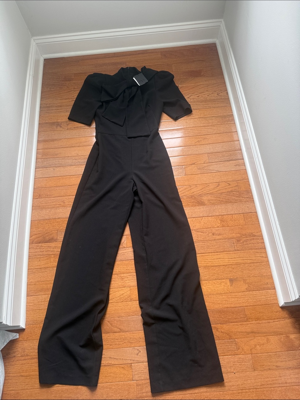 Black Halo Women's Wide-Leg Jumpsuit with Tie Neck